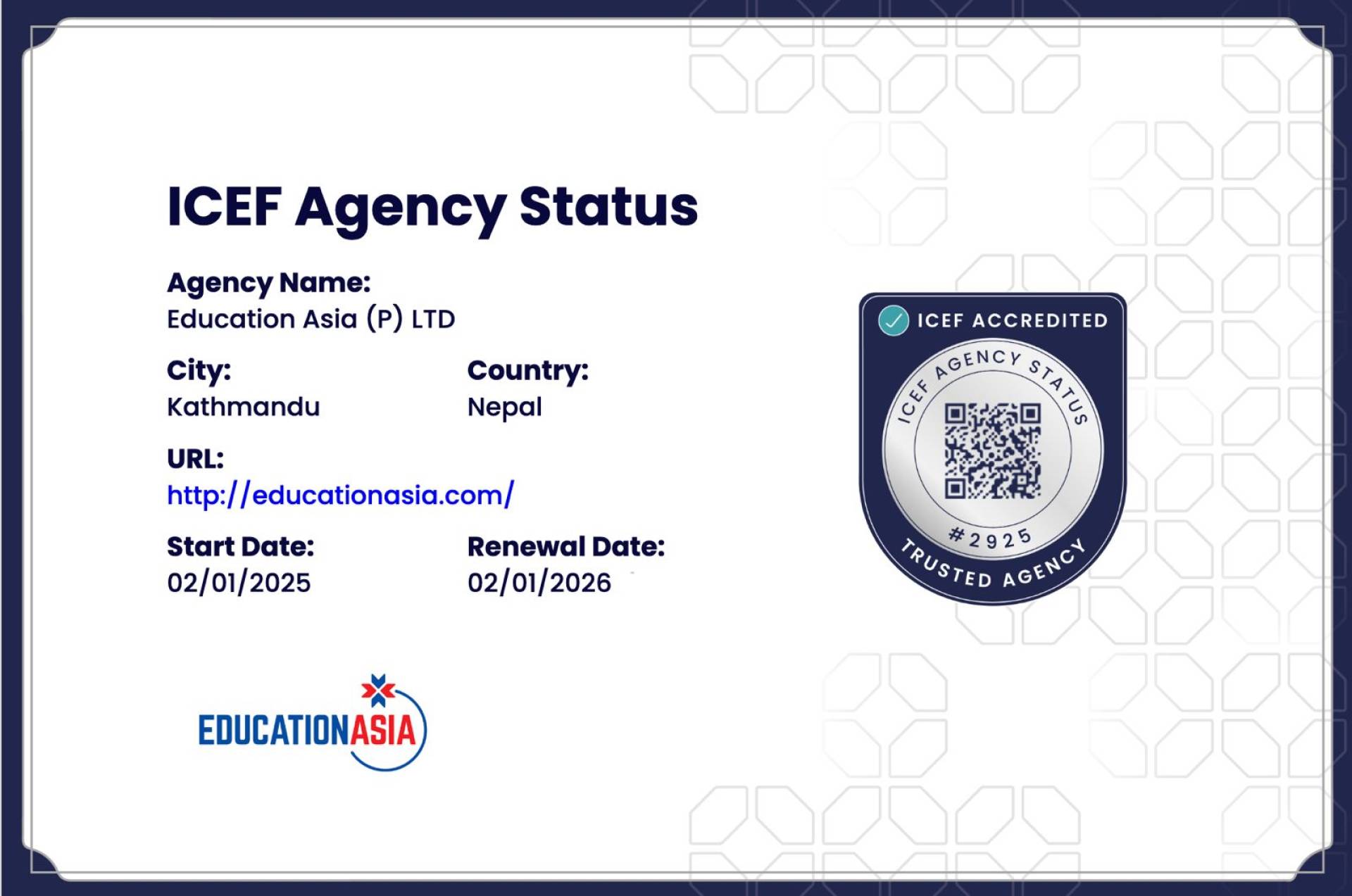 ICEF Agency Status